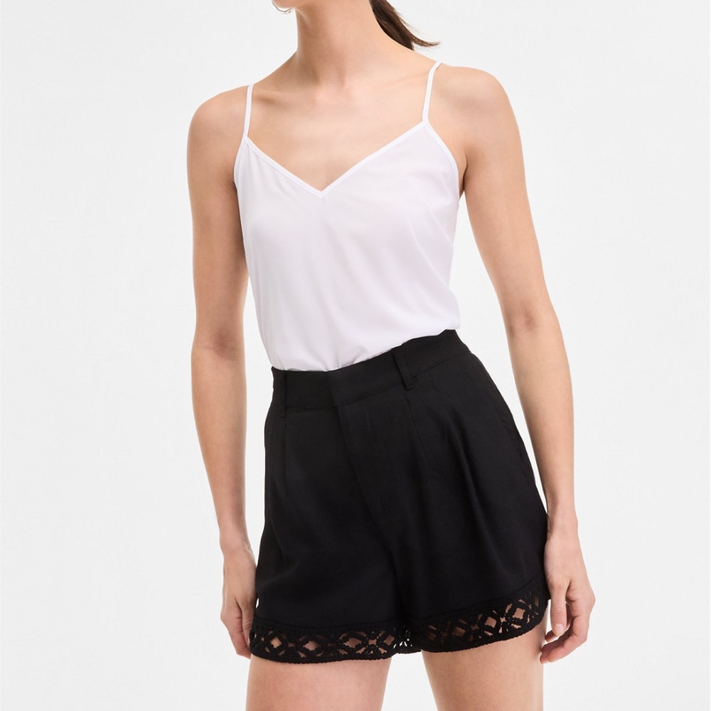 INC International Concepts Black High Waist Shorts with Lace Detail